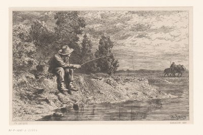 Fisker på vannet Pêche au gardon av Charles Emile Jacque