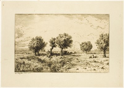 Piljer i et landskap av Charles Emile Jacque