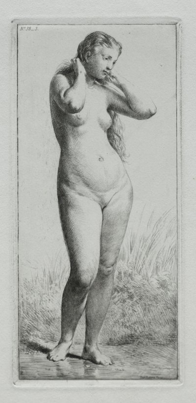 Ung kvinne bader av Charles Emile Jacque