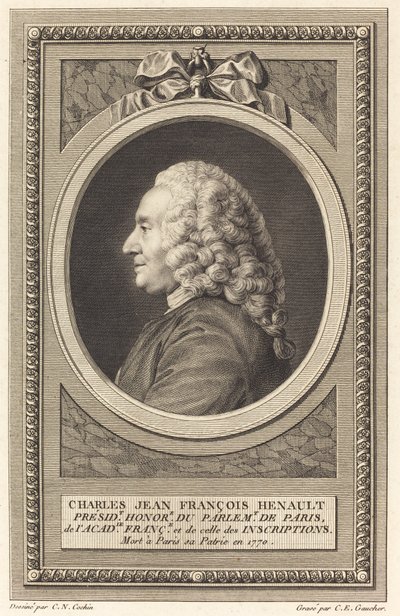 Charles Jean Francois Henault av Charles Etienne Gaucher after Charles Nicolas Cochin II