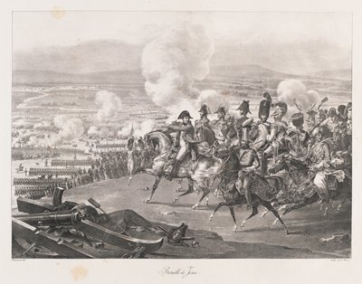 Slaget ved Jena, tidlig på 1800-tallet (litho) av Charles Etienne Pierre Motte