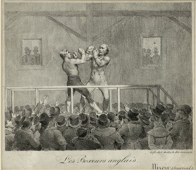 Engelske boksere (litho) av Charles Etienne Pierre Motte