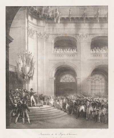 Dannelse av Legion of Honor, tidlig på 19 århundre (litho) av Charles Etienne Pierre Motte
