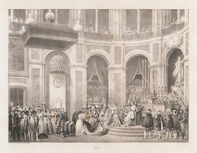Sacre, tidlig på 1800-tallet (litho) av Charles Etienne Pierre Motte