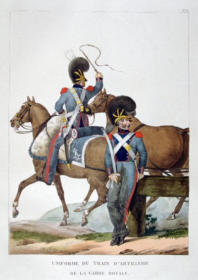 Uniform av et regiment av hesteartilleritog fra den kongelige garde, Frankrike, 1823. av Charles Etienne Pierre Motte