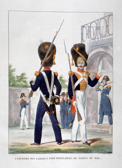 Uniformer av fotsoldater fra det franske kongelige korps, 1823. av Charles Etienne Pierre Motte