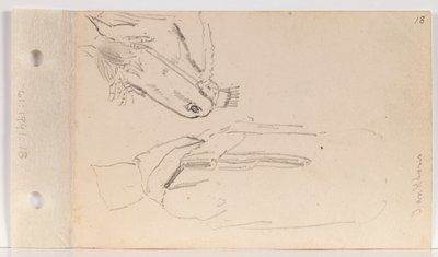 Studie av en Yankton-indianer og en hest (blad 18 recto) av Charles Ferdinand Wimar