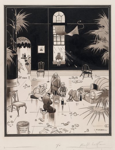 Club Life in America, the Picnickers, før 1933 (penn- og blekkvask på papir) av Charles Forbell