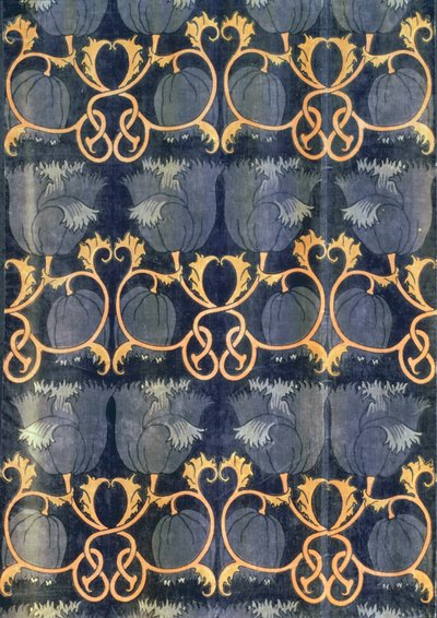 Valmuer, produsert av G.P.& J. Baker, ca. 1888 (trykt fløyelsaktig) av Charles Francis Annesley Voysey