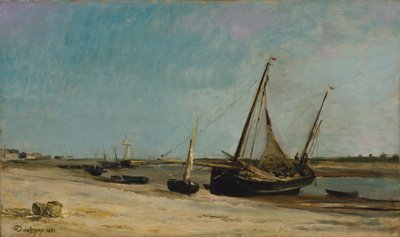 Båter på havkysten ved Étaples av Charles Francois Daubigny