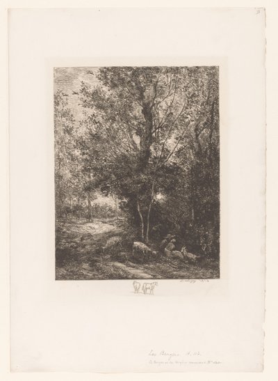 Skog med rastende geitegjetere Le berger et la bergere av Charles Francois Daubigny