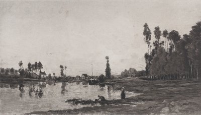 Ved elven, 1865. av Charles Francois Daubigny