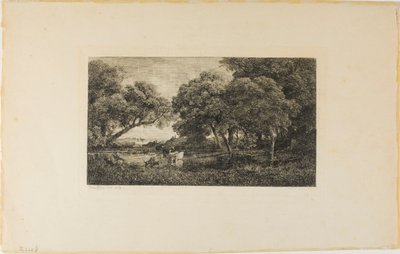Storfe ved et basseng av Charles Francois Daubigny