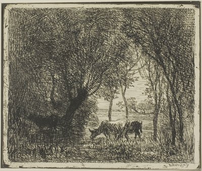 Kyr i en skog av Charles Francois Daubigny