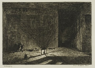 Interiør i et vertshus (The Corridor of an Inn) av Charles Francois Daubigny