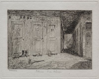 Interiør i et vertshus, 1861. av Charles Francois Daubigny