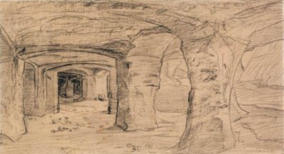 Berghvelv i steinbruddet ved Auvers-sur-Oise. av Charles Francois Daubigny