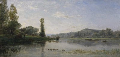 Landskap med en elv, 1860 av Charles Francois Daubigny