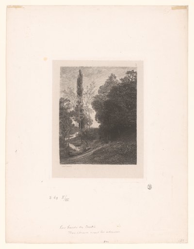 Landskap med buktende elv Les bords du Cousin Serieetsing av landskap (serietittel) Eaux-fortes par Daubigny (serietittel) av Charles Francois Daubigny