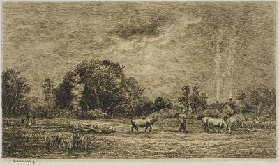 Måneoppgang av Charles Francois Daubigny