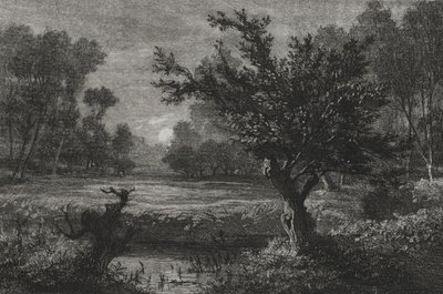 Måneoppgang i Andilly Valley, 1845. av Charles Francois Daubigny