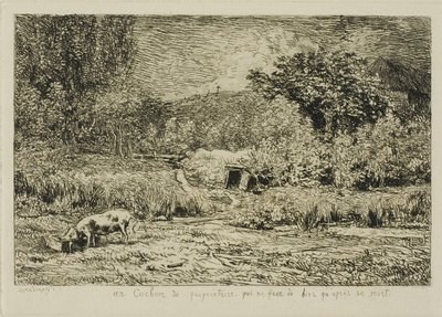Gris i en frukthage av Charles Francois Daubigny