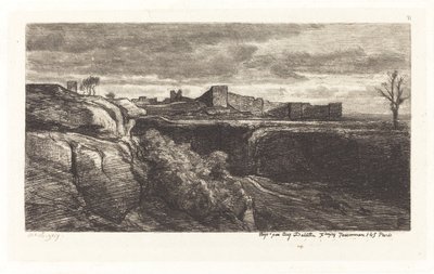 Ruinene av Chateau of Cremieux av Charles Francois Daubigny