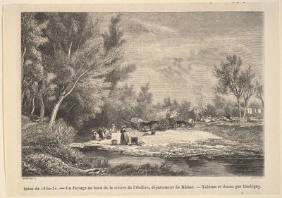 Salon de 1850-51. Landskap langs bredden av elven Oullins, 1850-51. av Charles Francois Daubigny