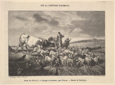 Salong fra 1850-51, Landskap og dyr, av Troyon, 1850-51. av Charles Francois Daubigny