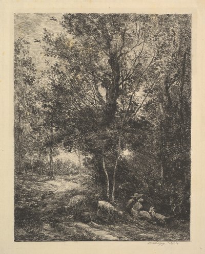 Hyrde og gjeterinne, 1874. av Charles Francois Daubigny