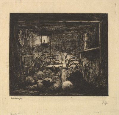 Sov om bord på båten, 1861. av Charles Francois Daubigny