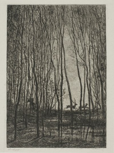 Hjorter i skogen av Charles Francois Daubigny