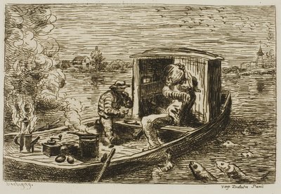 Svelging (måltid på båten) av Charles Francois Daubigny