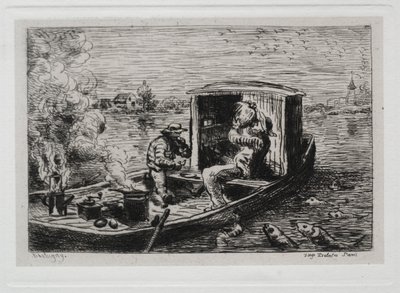 Båtturen: Guzzling eller lunsj på båten av Charles Francois Daubigny