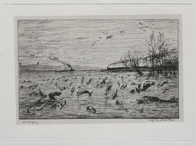 The Boat Trip: Joicing of the Fish at the Departure of the Cabin Boy The Fish, 1861. av Charles Francois Daubigny