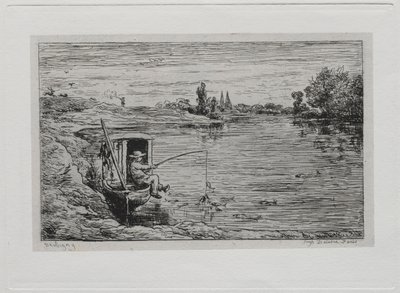 Båtturen: The Cabin Boy Fishing Line Fishing, 1861. av Charles Francois Daubigny