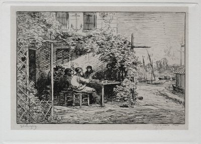 Båtturen: Lunsjen før du går ombord i Asnières, 1861. av Charles Francois Daubigny