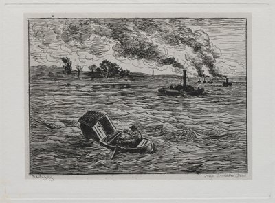 Båtturen: Dampbåtene eller se opp for dampskipene av Charles Francois Daubigny
