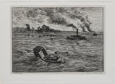 Båtturen: Dampbåtene eller se opp for dampskipene, 1861. av Charles Francois Daubigny