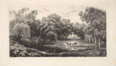 Hjortedammen, 1837-78. av Charles Francois Daubigny