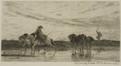 Dray-hestene av Charles Francois Daubigny