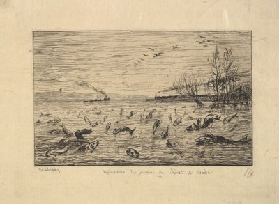 Fisken gleder seg over hytteguttens avgang, 1861. av Charles Francois Daubigny