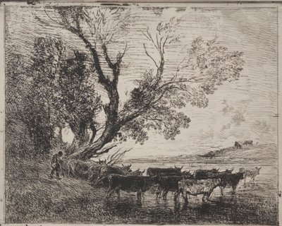 Ford, originalt inntrykk 1862, trykt i 1921. av Charles Francois Daubigny