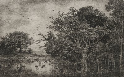 Myra med storker, ca. 1851. av Charles Francois Daubigny