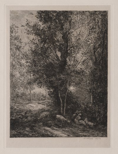 Hyrden og gjeterinnen, 1874. av Charles Francois Daubigny
