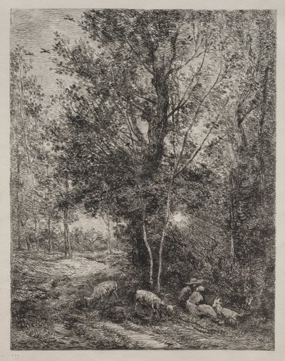 Hyrden og gjeterinnen, 1874. av Charles Francois Daubigny
