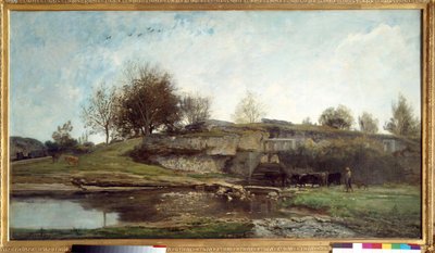Sett fra låsen til Optevoz Maleri av Charles Francois Daubigny av Charles Francois Daubigny