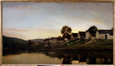 Landsby nær Bonnieres Maleri av Charles Francois Daubigny (1817-1878) 1861 Privat samling. av Charles Francois Daubigny