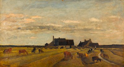 ""View of a Farm at Kerity in Brittany"" (Farm at Kerity, Bretagne) Maleri av Charles-Francois (Charles Francois) Daubigny (1817-1878) Dim 64x101 cm Olje på lerret Gemeentemuseum Den Haag av Charles Francois Daubigny