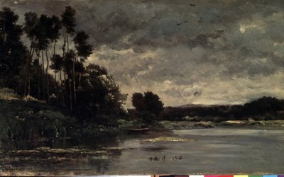 ""elvens bredder"" (Elvebredden) Maleri av Charles Francois Daubigny (1817-1878) 1866 Dim. 26x460 cm Eremitagemuseet, St. Petersburg (Sankt-Petersburg) av Charles Francois Daubigny